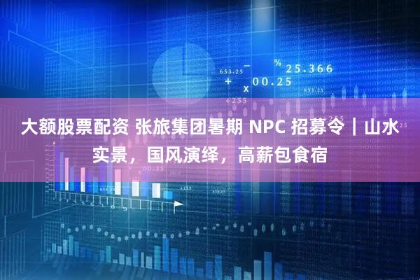 大额股票配资 张旅集团暑期 NPC 招募令｜山水实景，国风演绎，高薪包食宿
